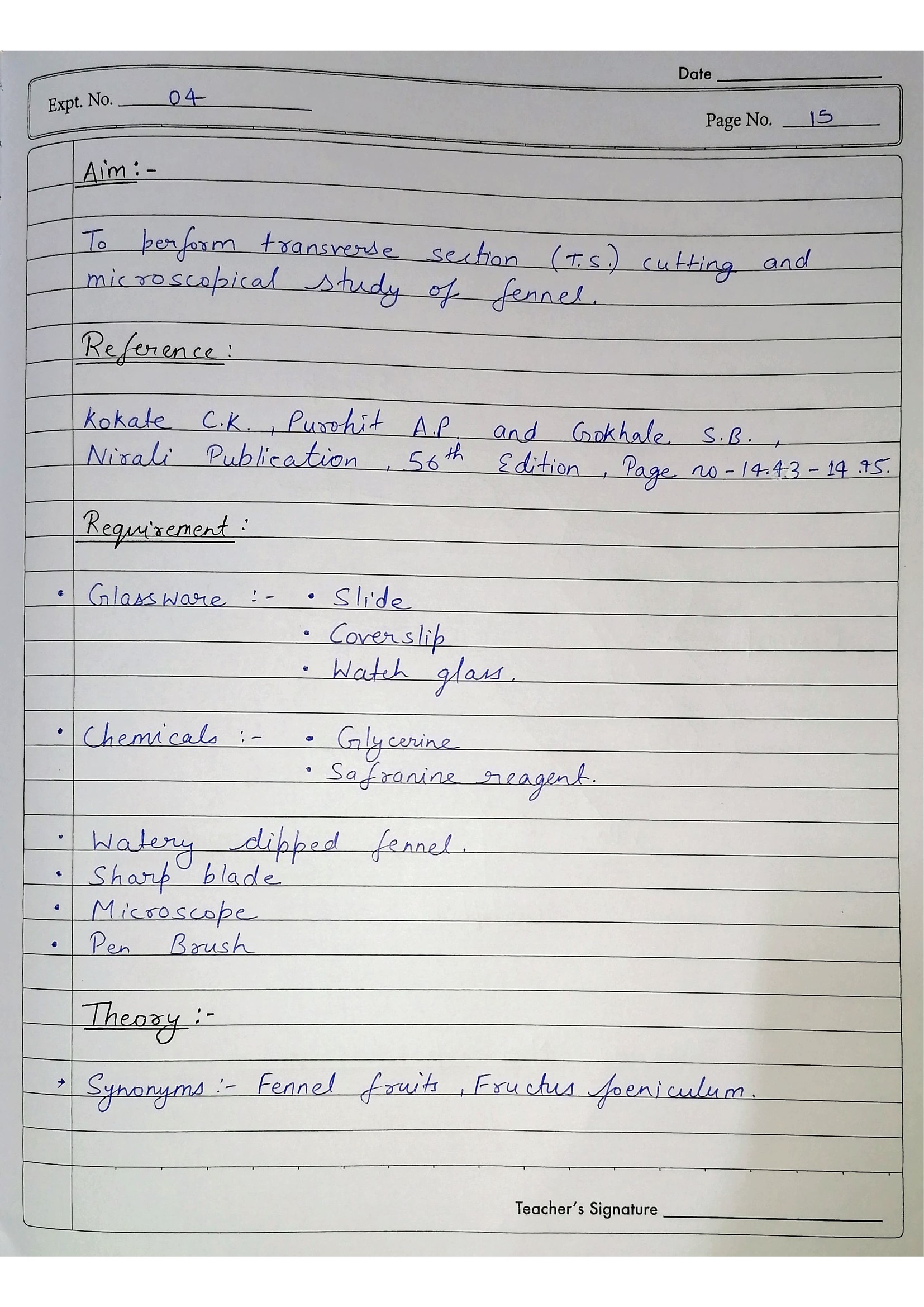 Pharmacognosy Practical